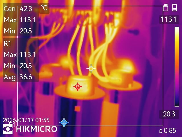 Point chaud à 113 °C détecté sur des connexions électriques